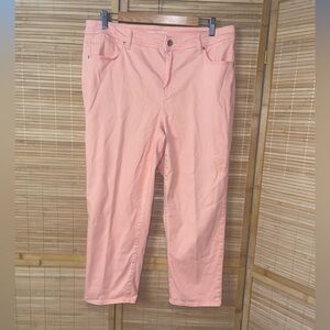 Chico’s Platinum crop stretch peach pants slacks EUC woman’s size 2 aka size 12